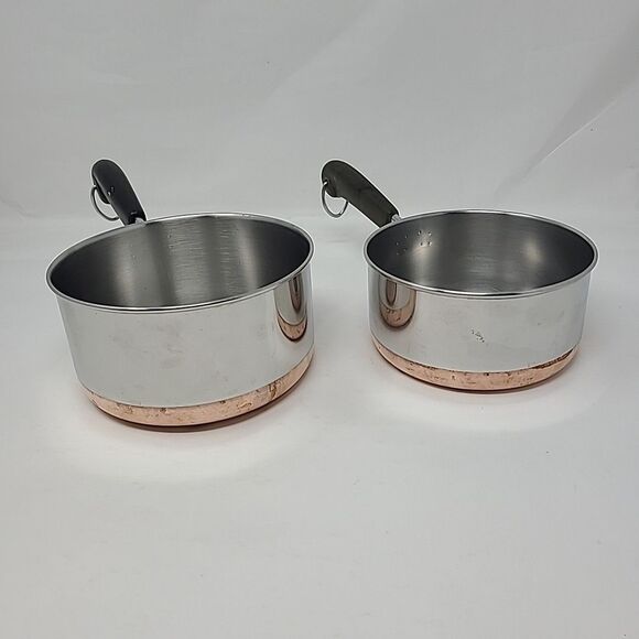 Set Of 2  Revere Ware w/ Copper Bottom Saucepan 1 QT and 1.5 QT - Picture 1 of 16